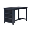 Bowery Hill 5 Piece Counter Dining Set with Bookshelf Table in Navy Blue
