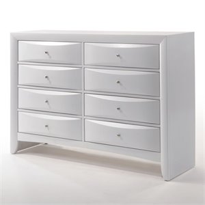 Bowery Hill 8-Drawer Wooden Dresser with Shaped Fronts in White