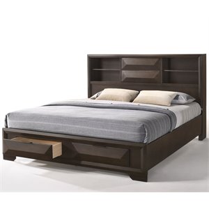 Bowery Hill Eastern King Wooden Storage Bed with Espresso Finish
