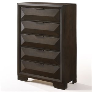 Bowery Hill Wood and Metal 5-Drawer Bedroom Chest in Espresso Finish