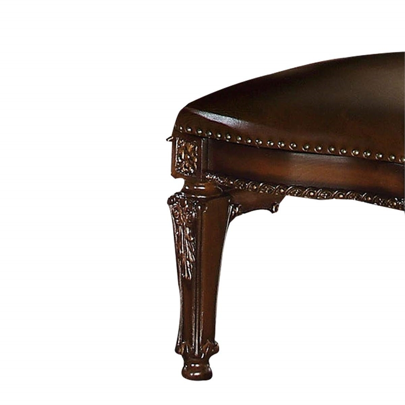 Bowery Hill Tufted Faux Leather Dining Side Chair in Cherry Set of 2