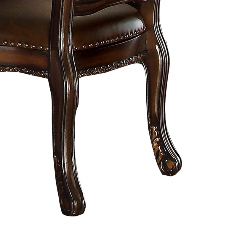 Bowery Hill Tufted Faux Leather Dining Side Chair in Cherry Set of 2