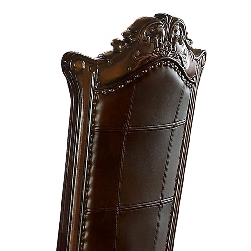 Bowery Hill Tufted Faux Leather Dining Side Chair in Cherry Set of 2