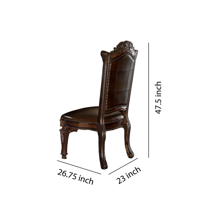 Bowery Hill Tufted Faux Leather Dining Side Chair in Cherry Set of 2