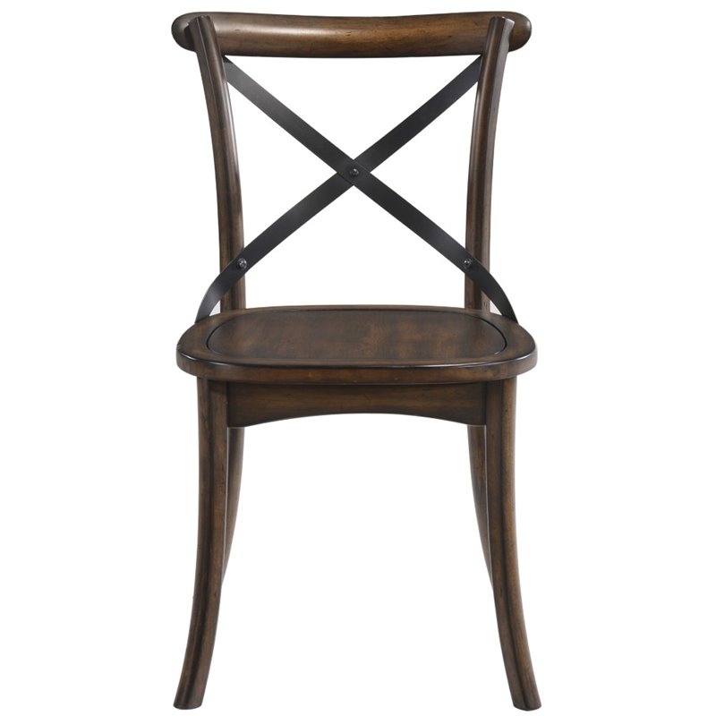 Bowery Hill Mid-Century Side Chair Set of 2 in Dark Oak & Black