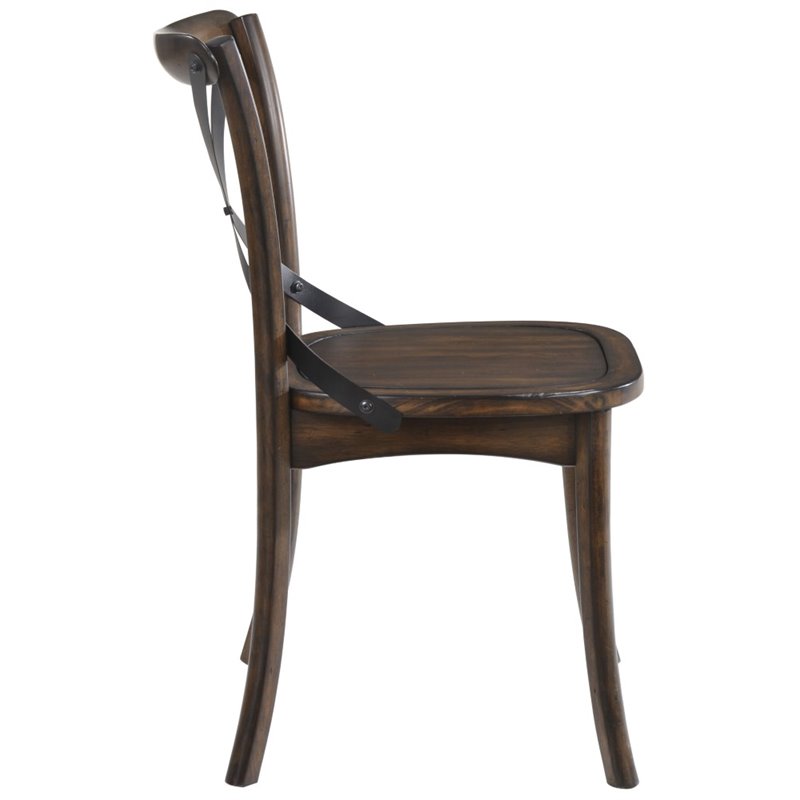 Bowery Hill Mid-Century Side Chair Set of 2 in Dark Oak & Black