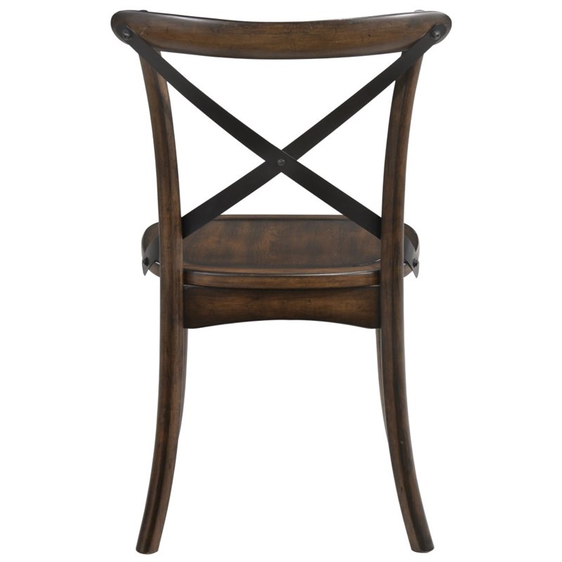 Bowery Hill Mid-Century Side Chair Set of 2 in Dark Oak & Black
