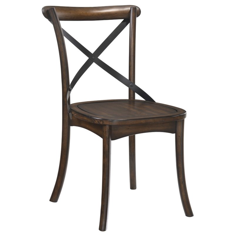 Bowery Hill Mid-Century Side Chair Set of 2 in Dark Oak & Black