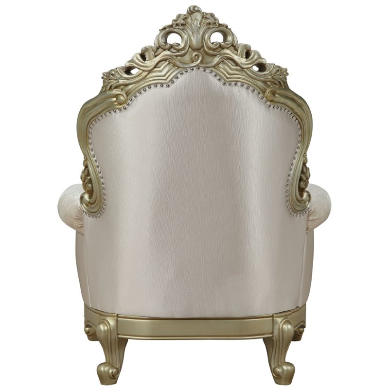 Bowery Hill Chair with 1 Pillow in Cream Faux Leather and Golden Ivory