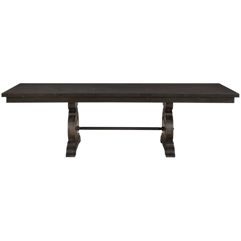 Bowery Hill Rectangular Wooden Dining Table with Leaf in Rustic Walnut