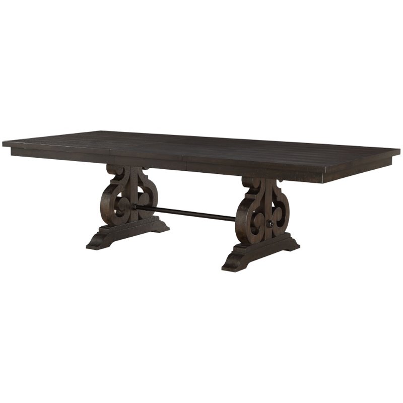 Bowery Hill Rectangular Wooden Dining Table with Leaf in Rustic Walnut