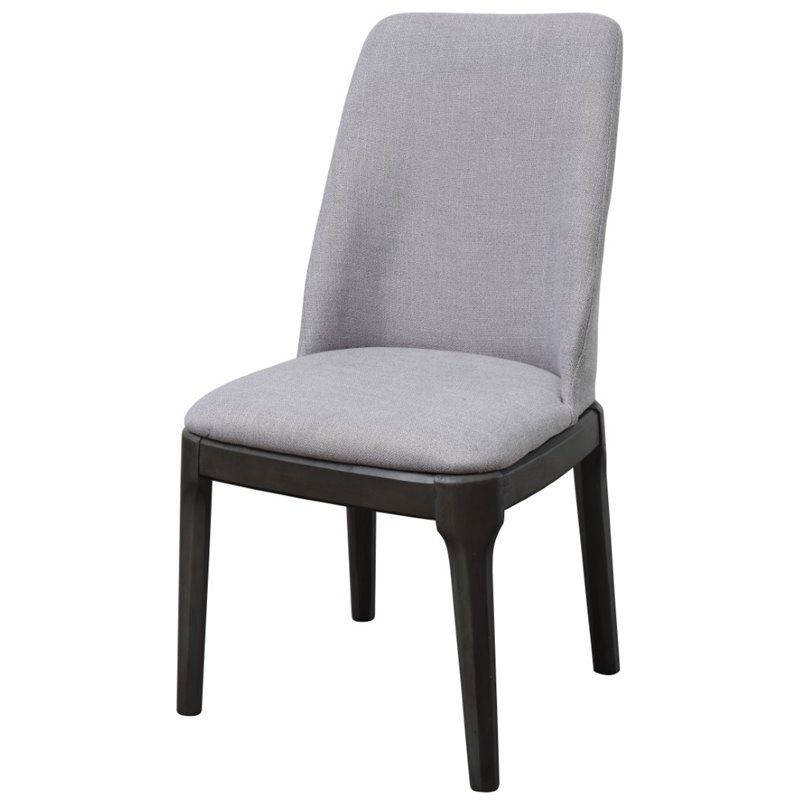 Bowery Hill Fabric Upholstered Side Chair Set of 2 in Gray Oak