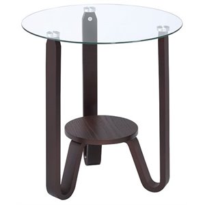 Bowery Hill Wood and Glass End Table with Shelf in Dark Walnut