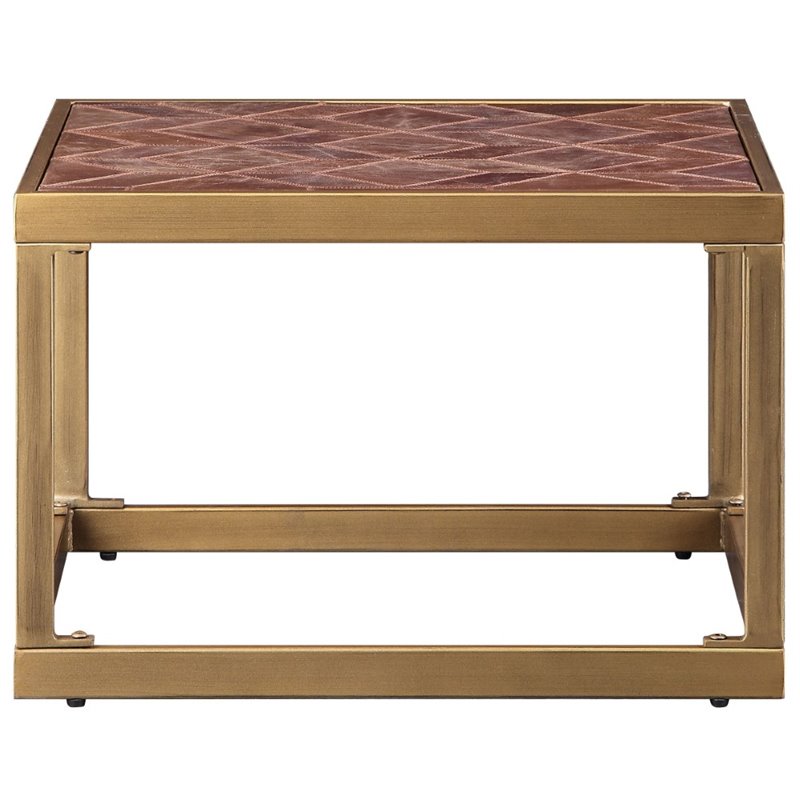 Bowery Hill Rectangular Metal Frame End Table in Retro Brown