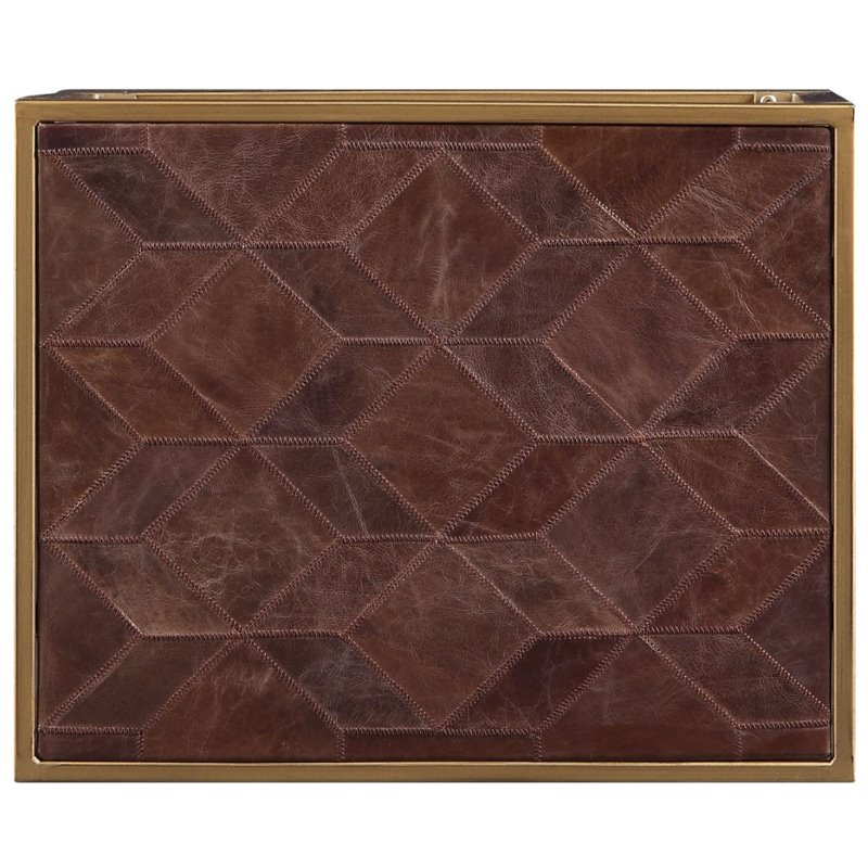 Bowery Hill Rectangular Metal Frame End Table in Retro Brown