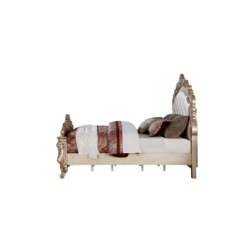 Bowery Hill California King Panel Bed in Fabric and Golden Ivory Finish