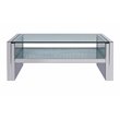 Bowery Hill Rectangular Coffee Table with Mirrored Base and Glass Top