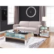 Bowery Hill Rectangular Coffee Table with Mirrored Base and Glass Top