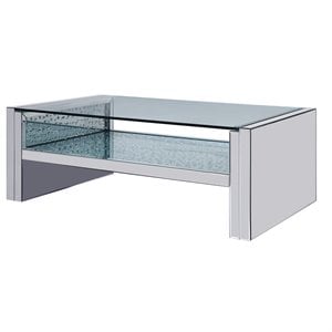 Bowery Hill Rectangular Coffee Table with Mirrored Base and Glass Top