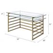 Bowery Hill Glass Rectangular Desk with 1-Shelf in Antique Gold Finish