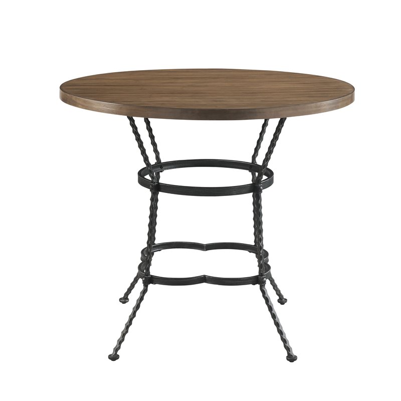 Bowery Hill Counter Height Set with Wood Top in Walnut and Black