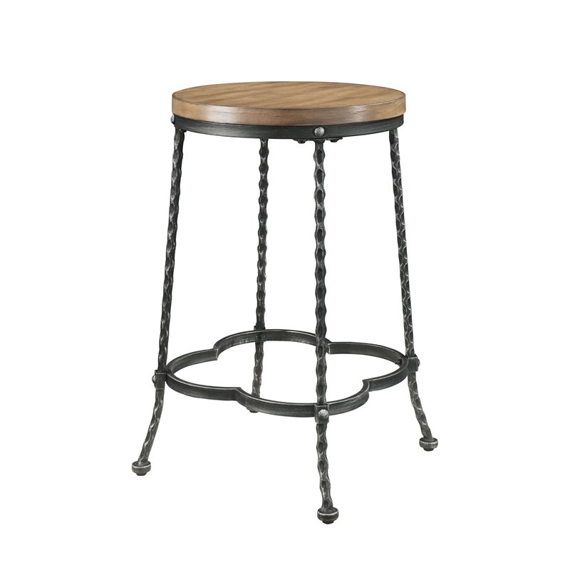 Bowery Hill Counter Height Set with Wood Top in Walnut and Black