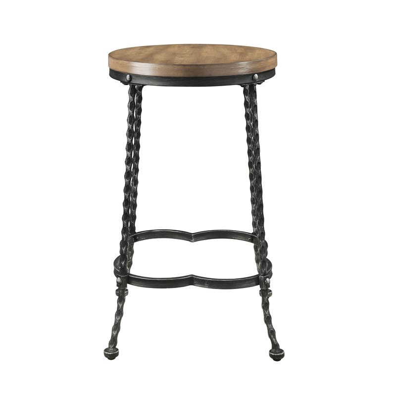 Bowery Hill Counter Height Set with Wood Top in Walnut and Black