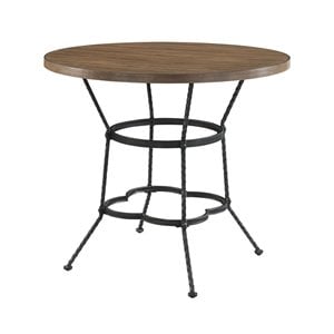 Bowery Hill Counter Height Set with Wood Top in Walnut and Black