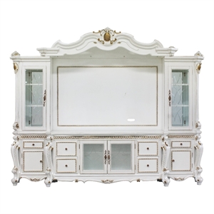 Bowery Hill Wooden Entertainment Center in Antique Pearl for 75&quot TVs