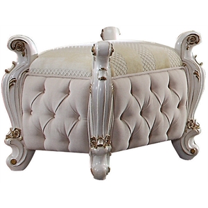 Bowery Hill Rectangular Vanity Stool in Fabric and Antique Pearl