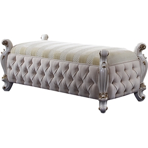 Bowery Hill Rectangular Bench with Padded Seat in Antique Pearl