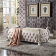 Bowery Hill Rectangular Bench with Padded Seat in Antique Pearl
