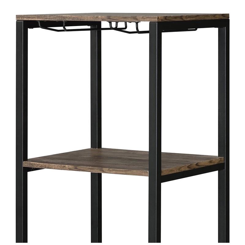 Bowery Hill Metal 1-Drawer Wine Rack with 5 Shelves in Weathered Oak