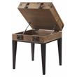 Bowery Hill Wooden Accent Table with Glass Storage Top in Rustic Oak
