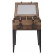 Bowery Hill Wooden Accent Table with Glass Storage Top in Rustic Oak