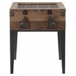 Bowery Hill Wooden Accent Table with Glass Storage Top in Rustic Oak