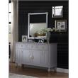 Bowery Hill Wooden Rectangular Mirror with Beveled Edge in Pearl Gray