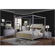 Bowery Hill Wooden Rectangular Mirror with Beveled Edge in Pearl Gray