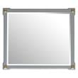 Bowery Hill Wooden Rectangular Mirror with Beveled Edge in Pearl Gray