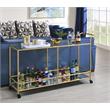 Bowery Hill Rectangular Glass Top Serving Cart in Gold with Mirrored Shelf