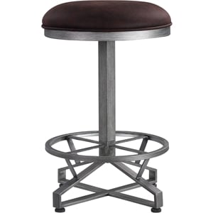 Bowery Hill Round Counter Height Stool with Metal Base in Rustic Brown