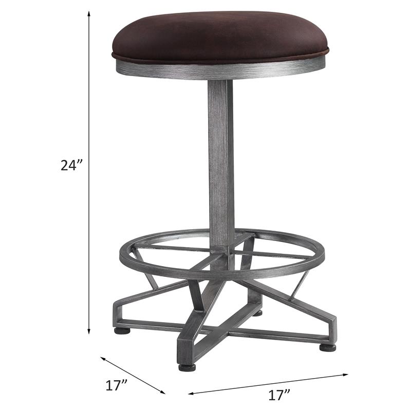 Bowery Hill Round Counter Height Stool with Metal Base in Rustic Brown