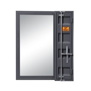 Bowery Hill Vanity Mirror with Lockable Storage Door in Gunmetal
