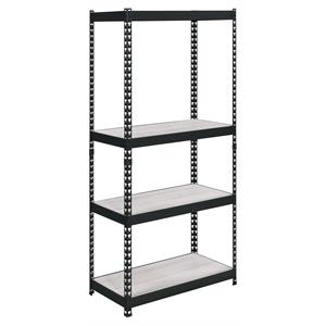 Bowery Hill 4-Shelf Rectangular Metal Bookshelf in Natural and Black