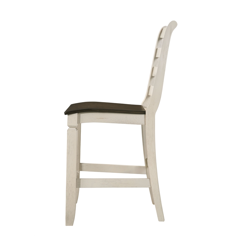 Bowery Hill Wooden Counter Height Chair in Oak and Antique White Finish