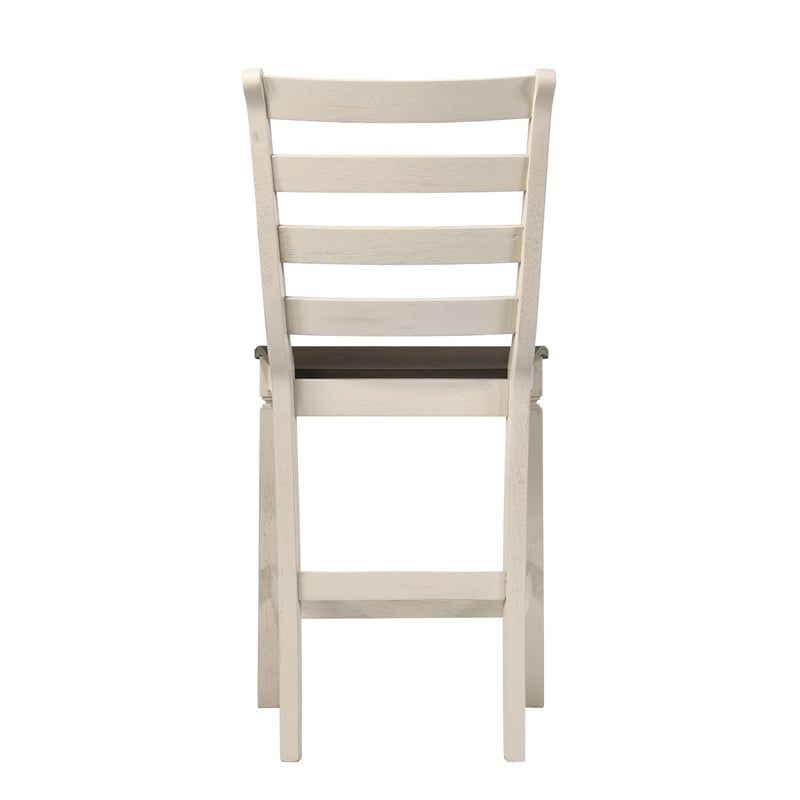 Bowery Hill Wooden Counter Height Chair in Oak and Antique White Finish