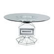 Bowery Hill Round Glass Dining Table with Mirrored Pedestal Base