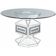 Bowery Hill Round Glass Dining Table with Mirrored Pedestal Base