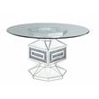 Bowery Hill Round Glass Dining Table with Mirrored Pedestal Base
