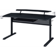 Bowery Hill Metal Frame Gaming Table with USB Port and LED Light in Black